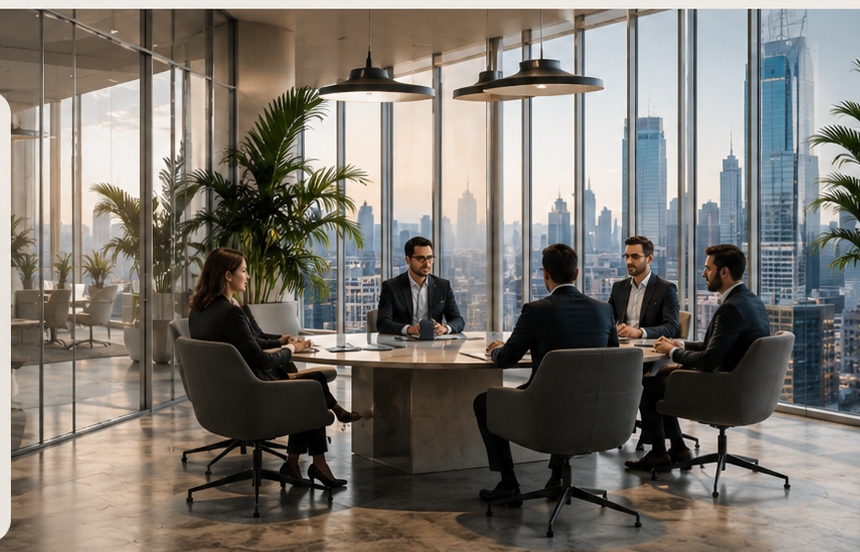 Prime Advisors senior team in a strategy session